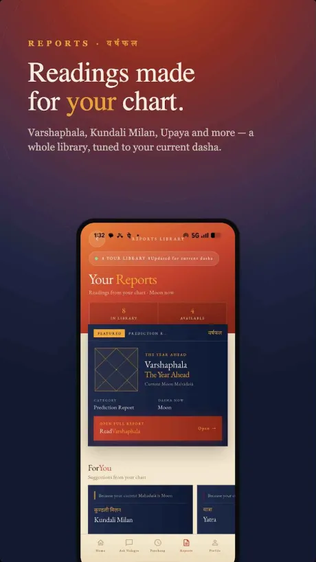 Reports: Varshaphala, Kundli Milan, Upaya and more